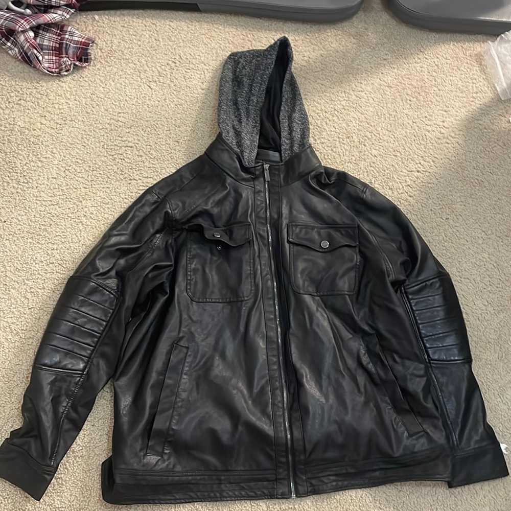 Leather Jacket w/Hood